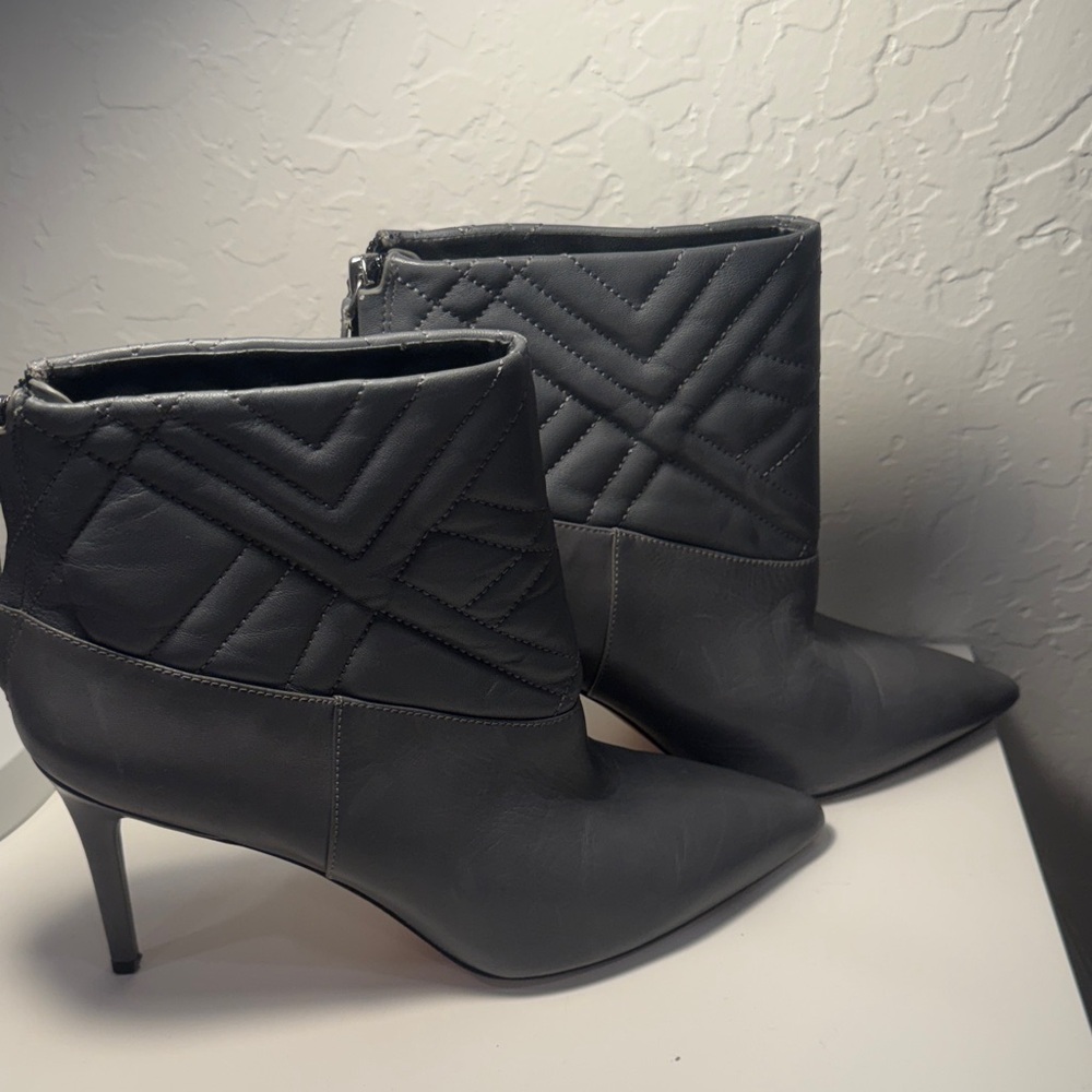 Charles David Gray Quilted Ankle Booties